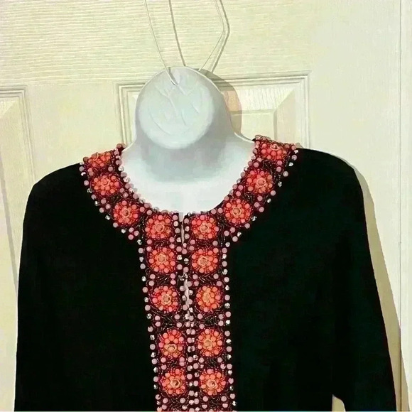 Vintage Victor Costa Womens Floral Beaded Sequin Rayon Cardigan Sweater XS - Picture 8 of 10